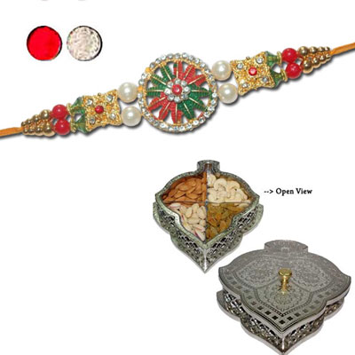 "Rakhi - SR-9390 A (Single Rakhi), Dry Fruit Box - code DFB4000 - Click here to View more details about this Product